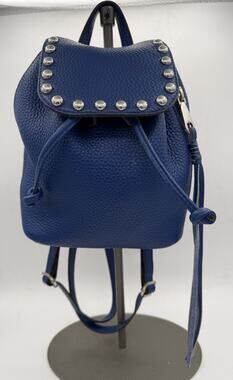 Rebecca Minkoff Royal Blue Pebble Leather Silver Stud Drawstring Backpack Purse
